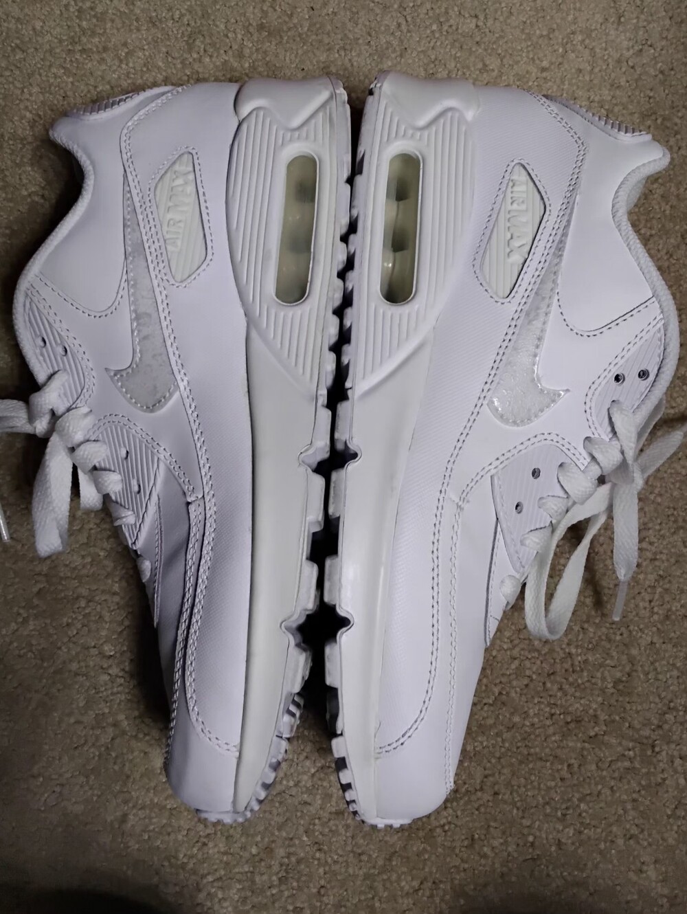 Nike Air Max 90 Leather, White, Women's Size 8.5 / Kids Size 7 - Picture 7 of 11